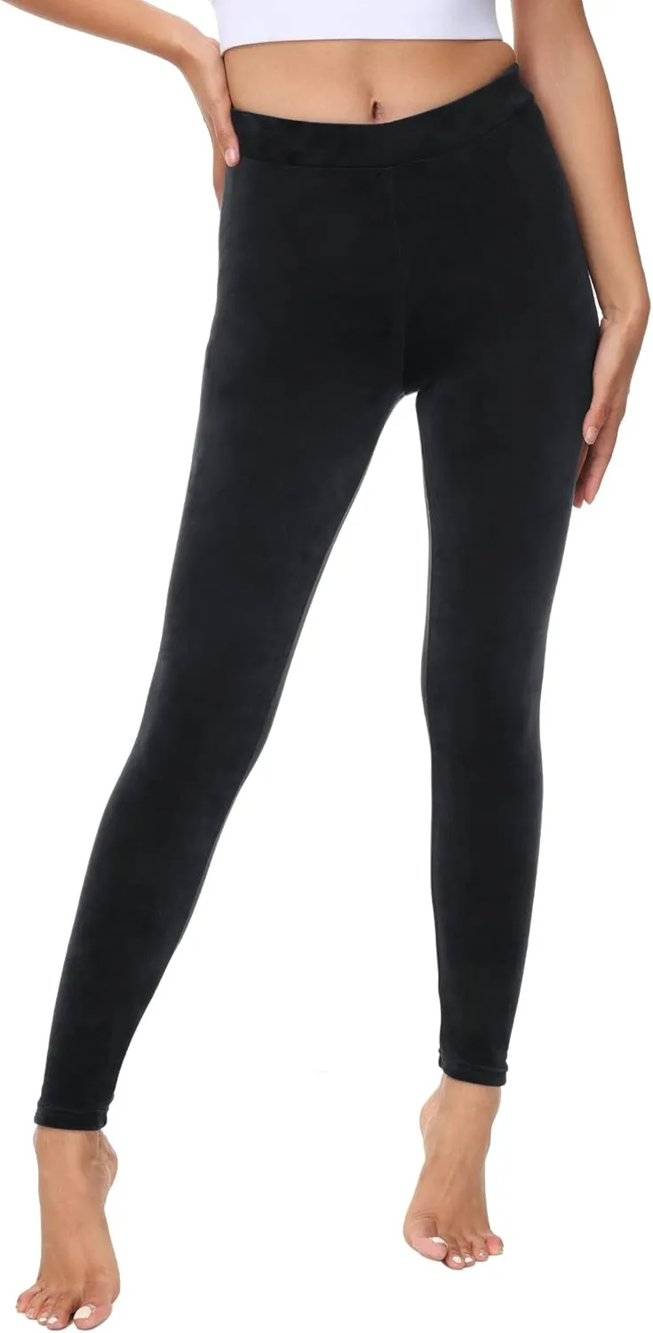 COZZYON Women Velour Leggings, High Waist Soft Leggings Warm Winter Velour Yoga Pants