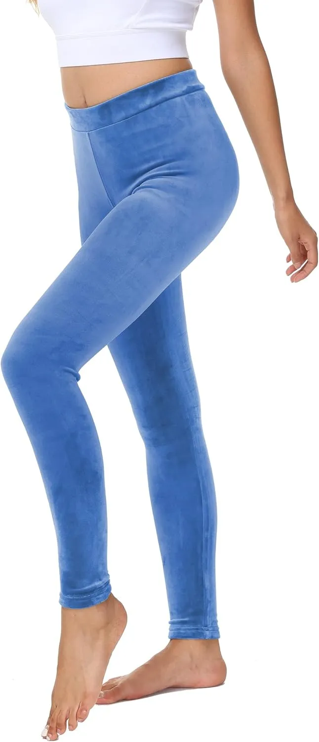 COZZYON Women Velour Leggings, High Waist Soft Leggings Warm Winter Velour Yoga Pants