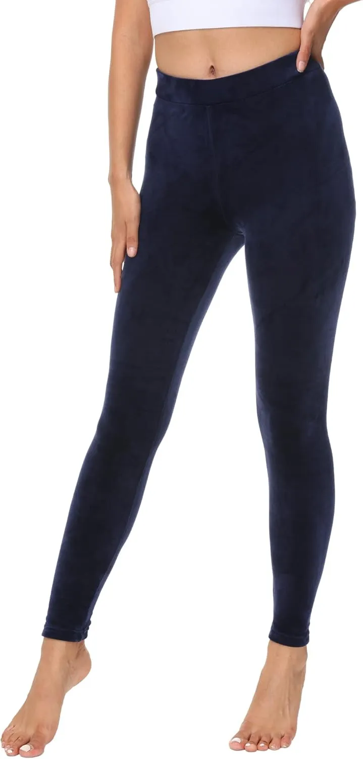 COZZYON Women Velour Leggings, High Waist Soft Leggings Warm Winter Velour Yoga Pants