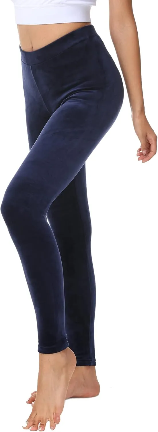COZZYON Women Velour Leggings, High Waist Soft Leggings Warm Winter Velour Yoga Pants