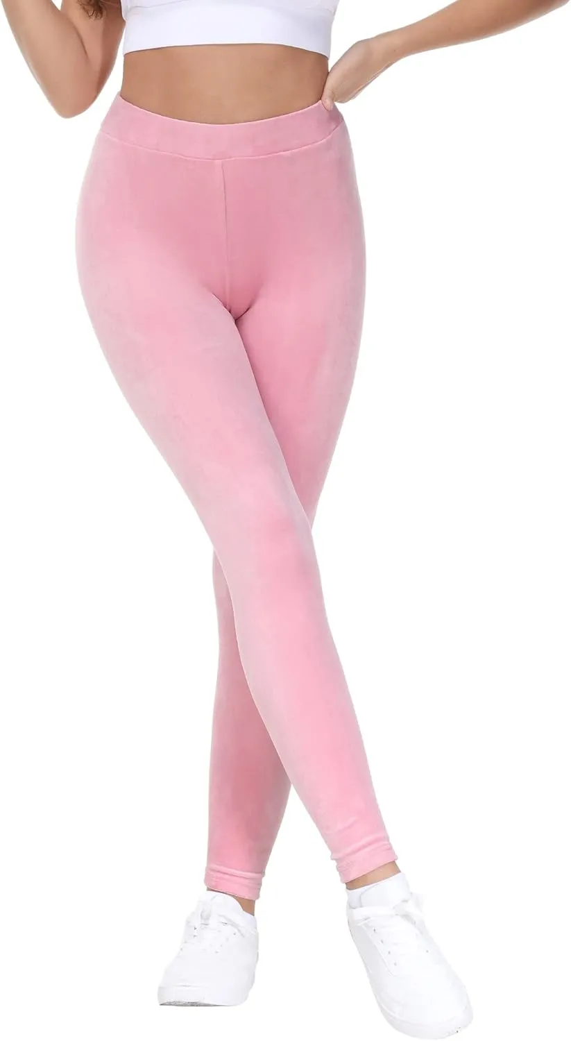 COZZYON Women Velour Leggings, High Waist Soft Leggings Warm Winter Velour Yoga Pants