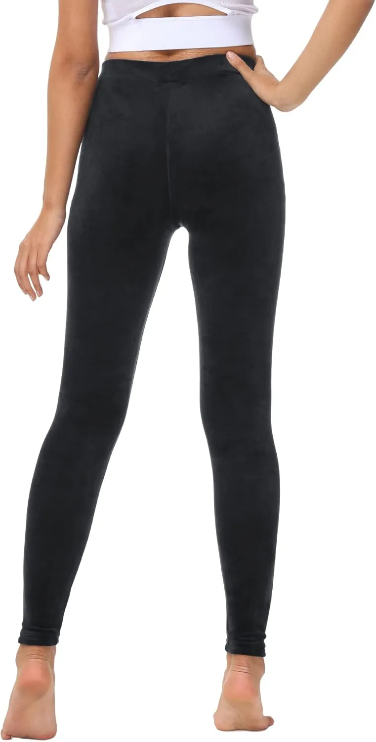 COZZYON Women Velour Leggings, High Waist Soft Leggings Warm Winter Velour Yoga Pants