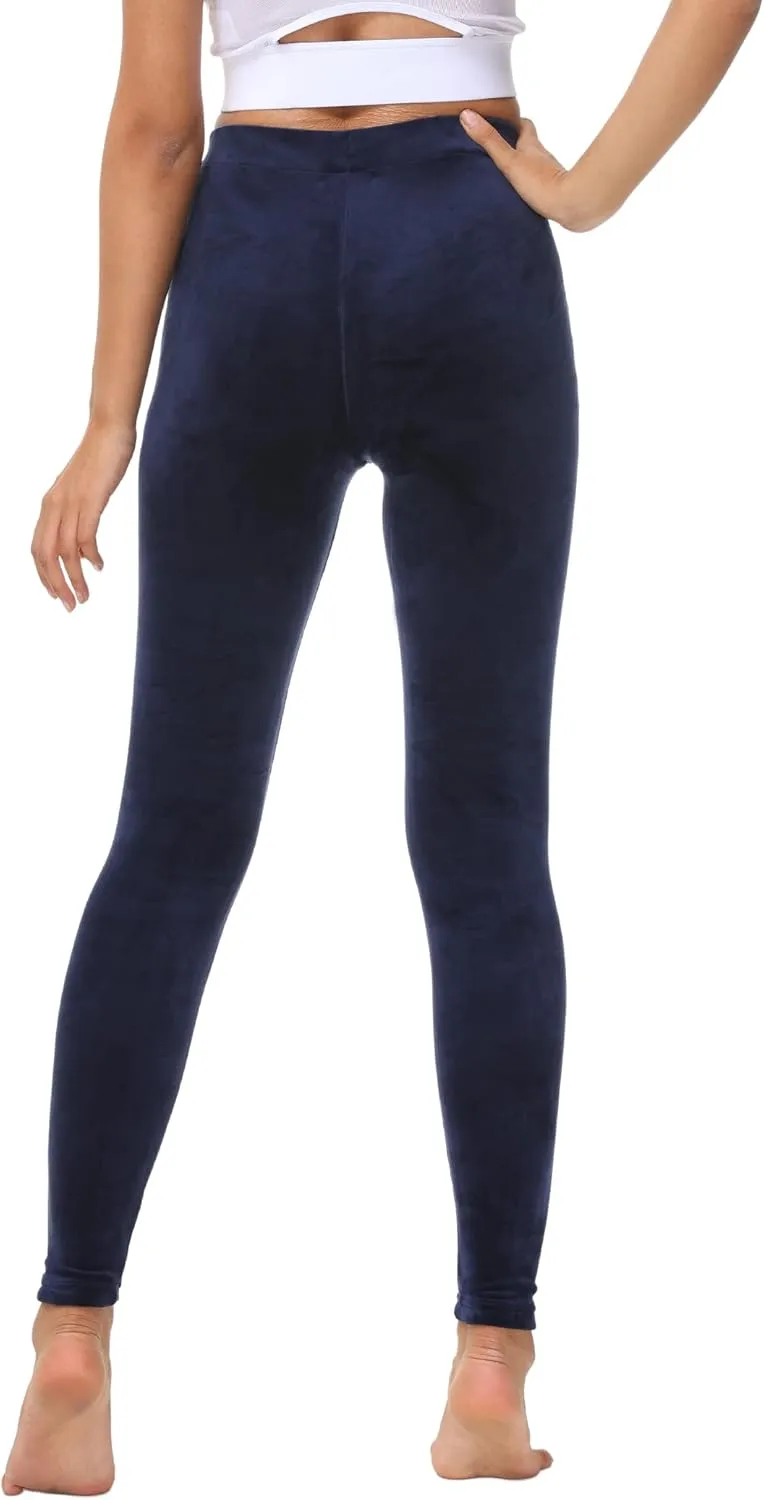 COZZYON Women Velour Leggings, High Waist Soft Leggings Warm Winter Velour Yoga Pants