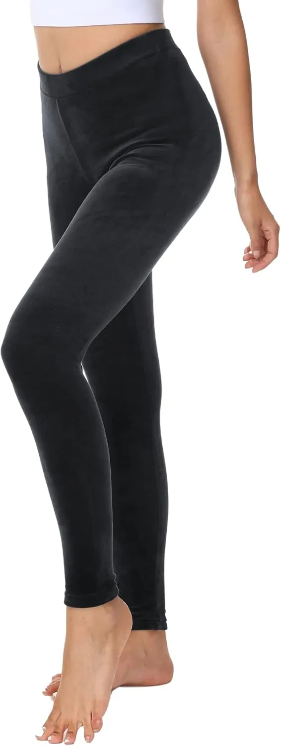 COZZYON Women Velour Leggings, High Waist Soft Leggings Warm Winter Velour Yoga Pants