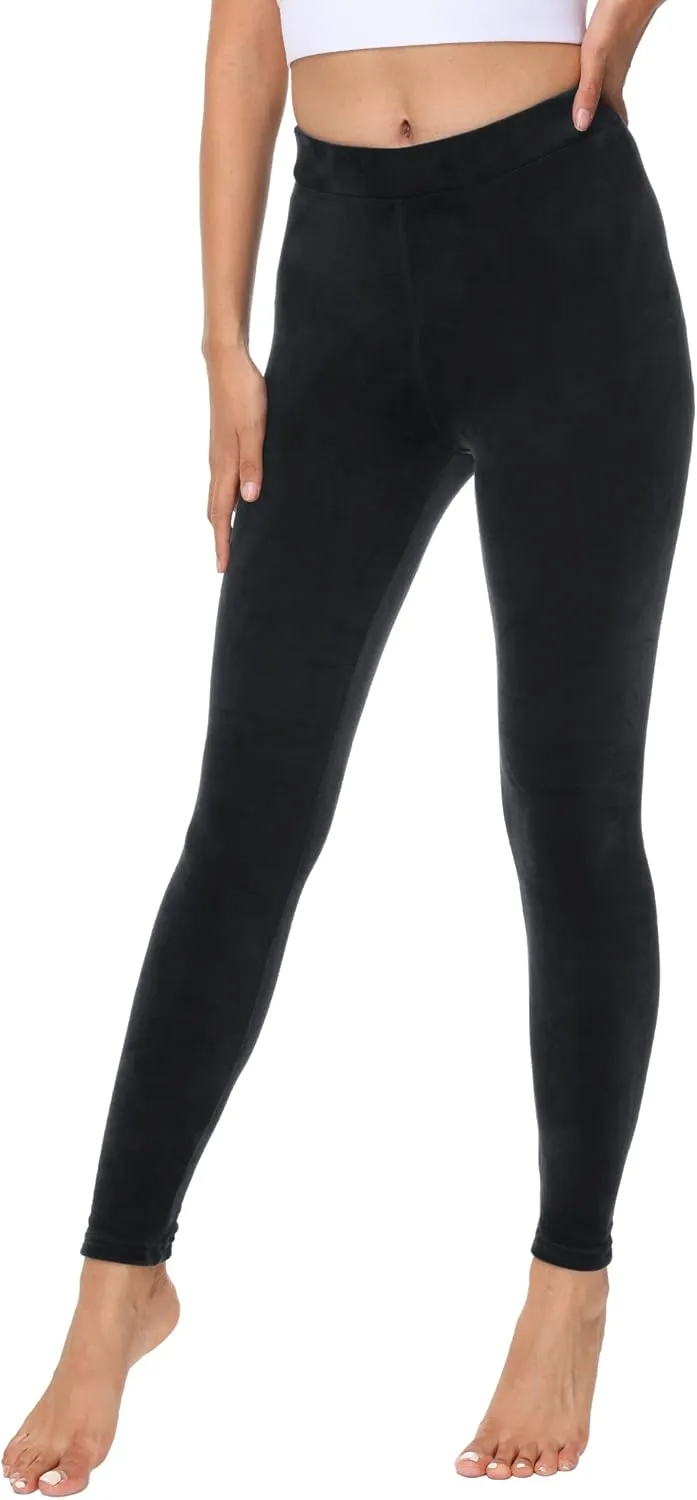 COZZYON Women Velour Leggings, High Waist Soft Leggings Warm Winter Velour Yoga Pants