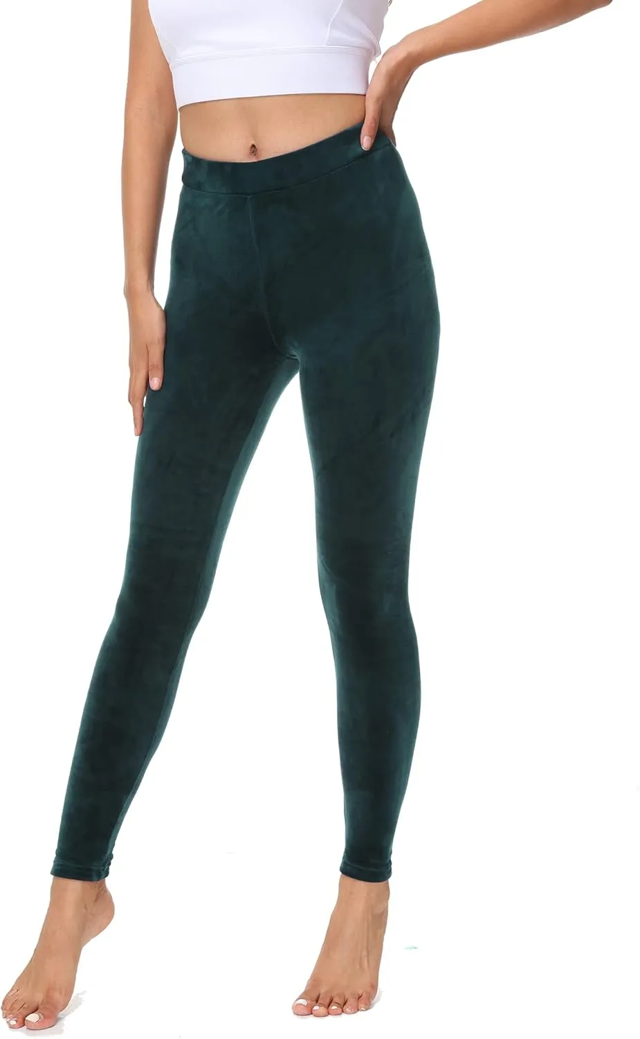 COZZYON Women Velour Leggings, High Waist Soft Leggings Warm Winter Velour Yoga Pants