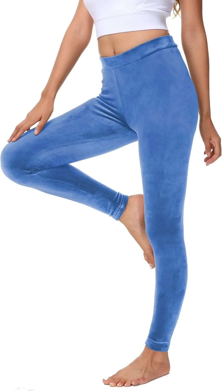 COZZYON Women Velour Leggings, High Waist Soft Leggings Warm Winter Velour Yoga Pants