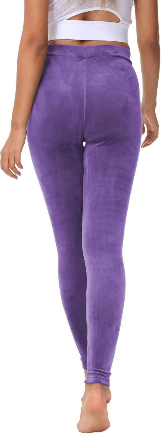 COZZYON Women Velour Leggings, High Waist Soft Leggings Warm Winter Velour Yoga Pants