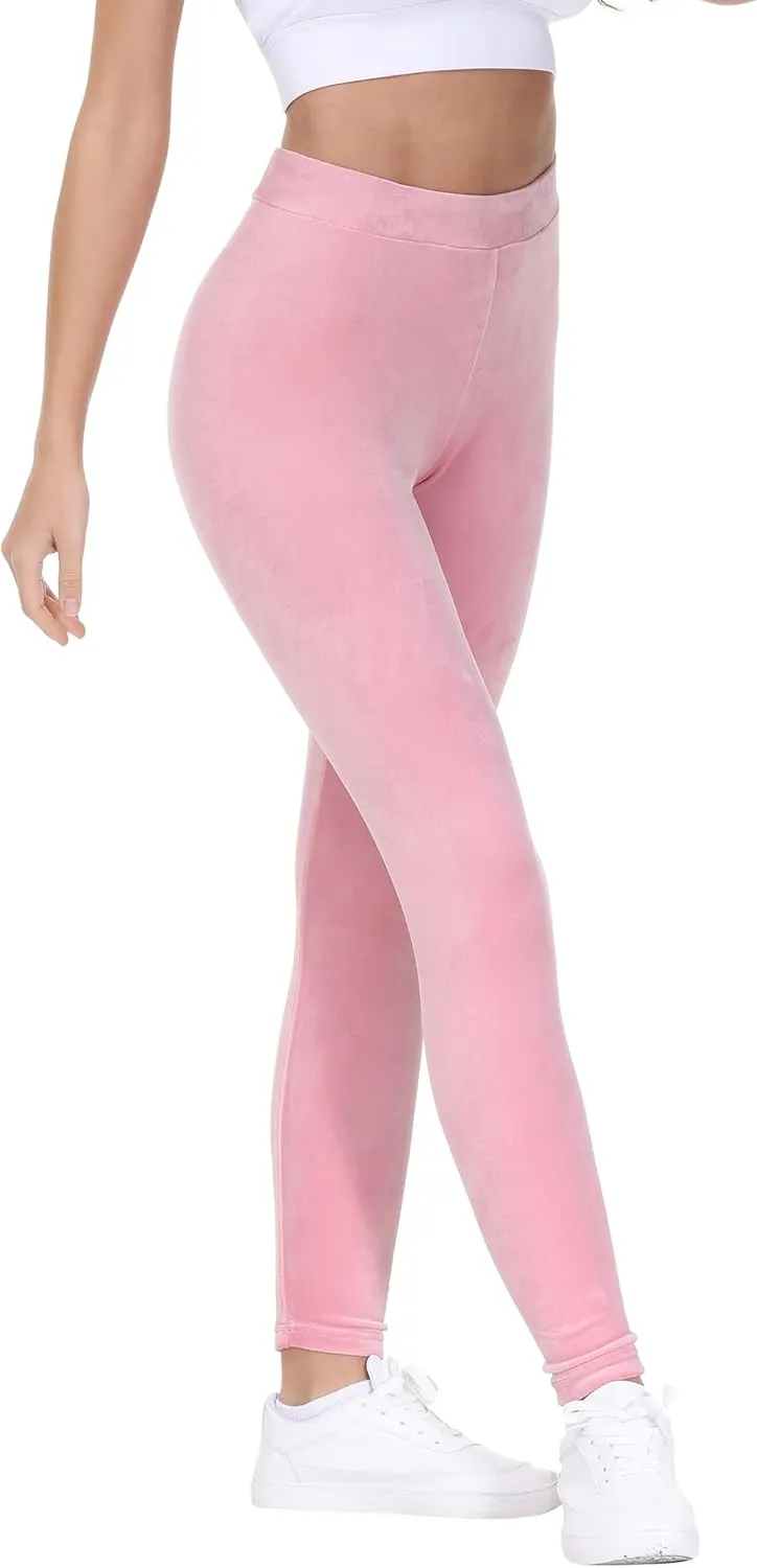 COZZYON Women Velour Leggings, High Waist Soft Leggings Warm Winter Velour Yoga Pants