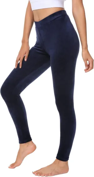 COZZYON Women Velour Leggings, High Waist Soft Leggings Warm Winter Velour Yoga Pants