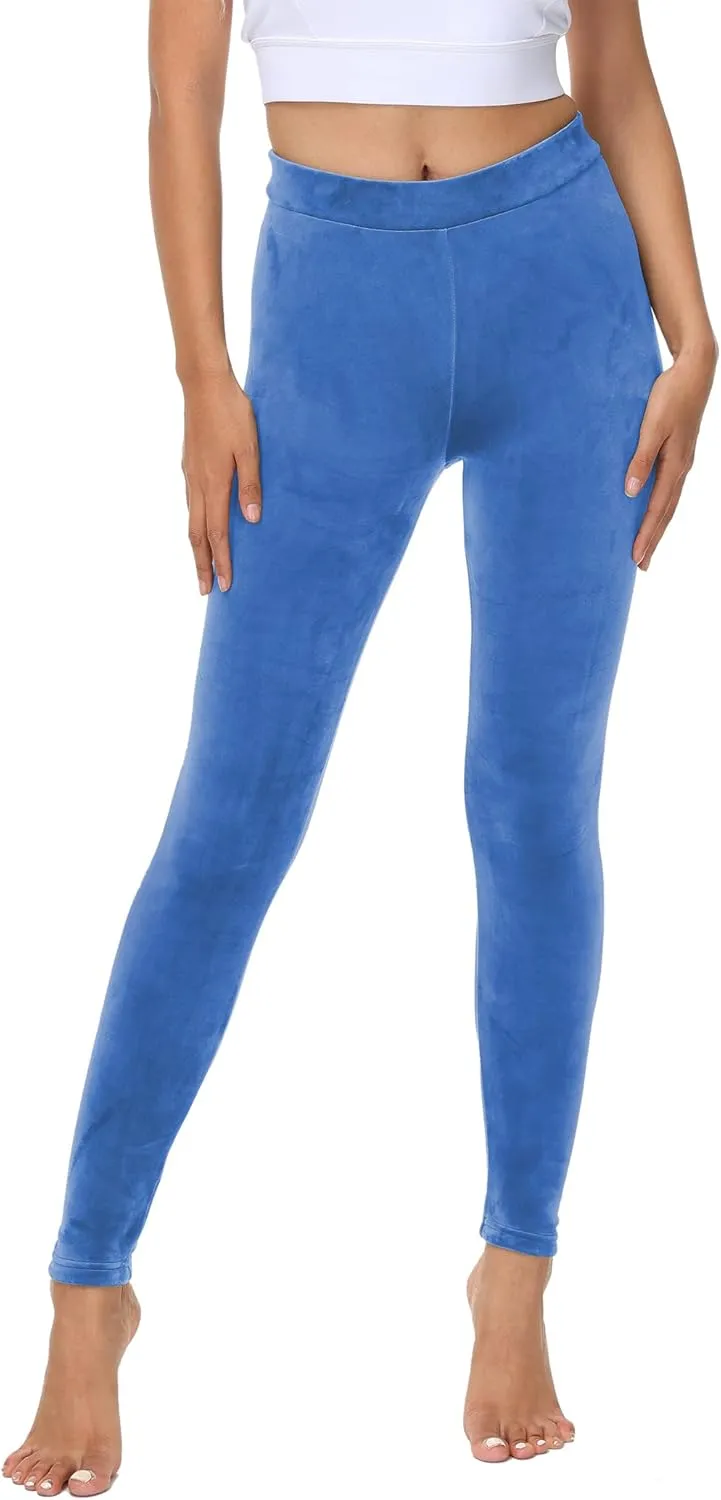 COZZYON Women Velour Leggings, High Waist Soft Leggings Warm Winter Velour Yoga Pants