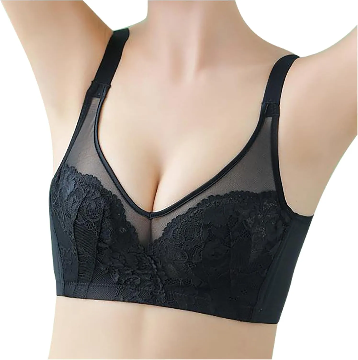 ctdiral Push up Bra for Women Plus Size Deep V Lace No Underwire Bra Comfy Full Coverage Bras Soft Smoothing Bralette