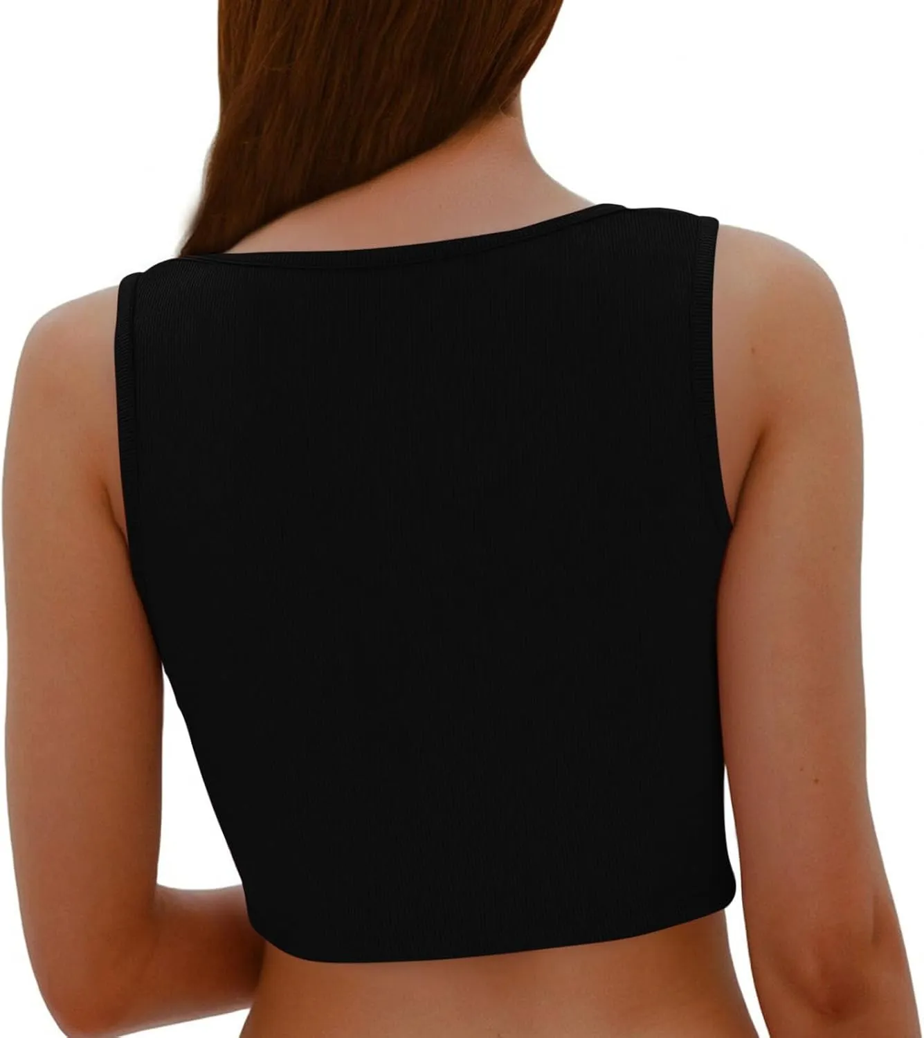 Cute Ribbed Crop Tank Tops Women Sexy V Neck Sleeveless Tee Shirts Summer Casual Slim Fit Yoga Workout Basic Tanks