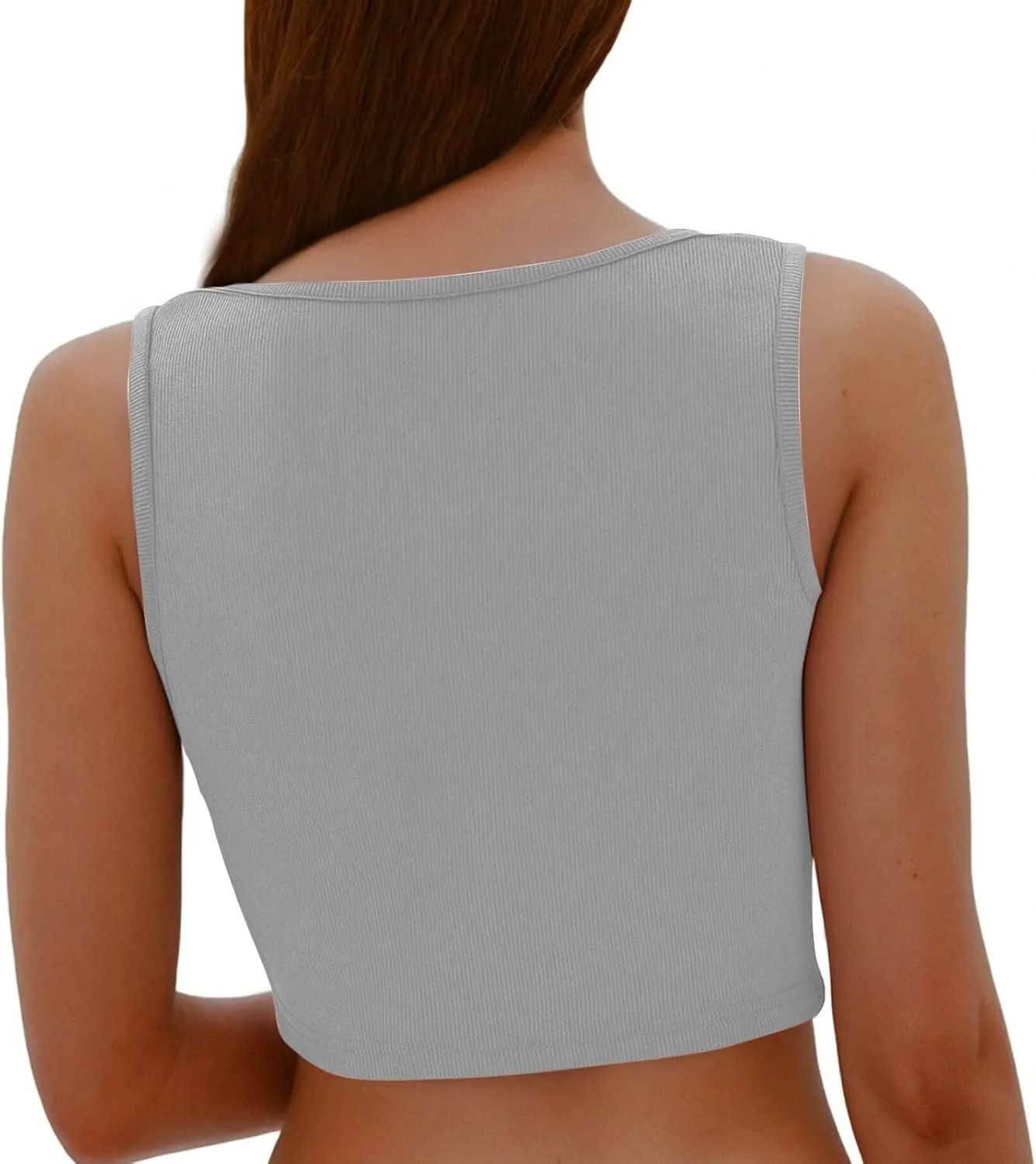 Cute Ribbed Crop Tank Tops Women Sexy V Neck Sleeveless Tee Shirts Summer Casual Slim Fit Yoga Workout Basic Tanks