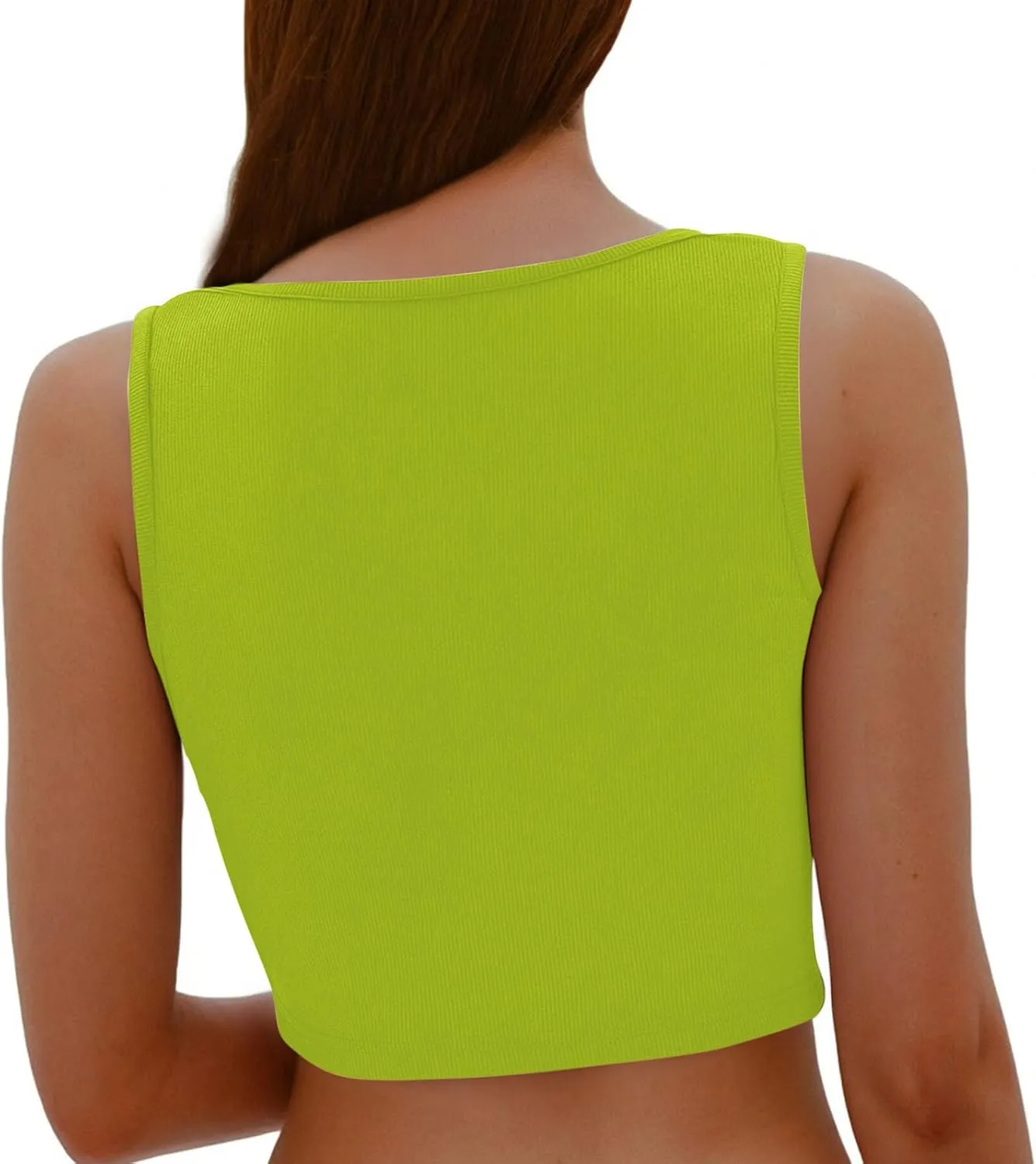 Cute Ribbed Crop Tank Tops Women Sexy V Neck Sleeveless Tee Shirts Summer Casual Slim Fit Yoga Workout Basic Tanks