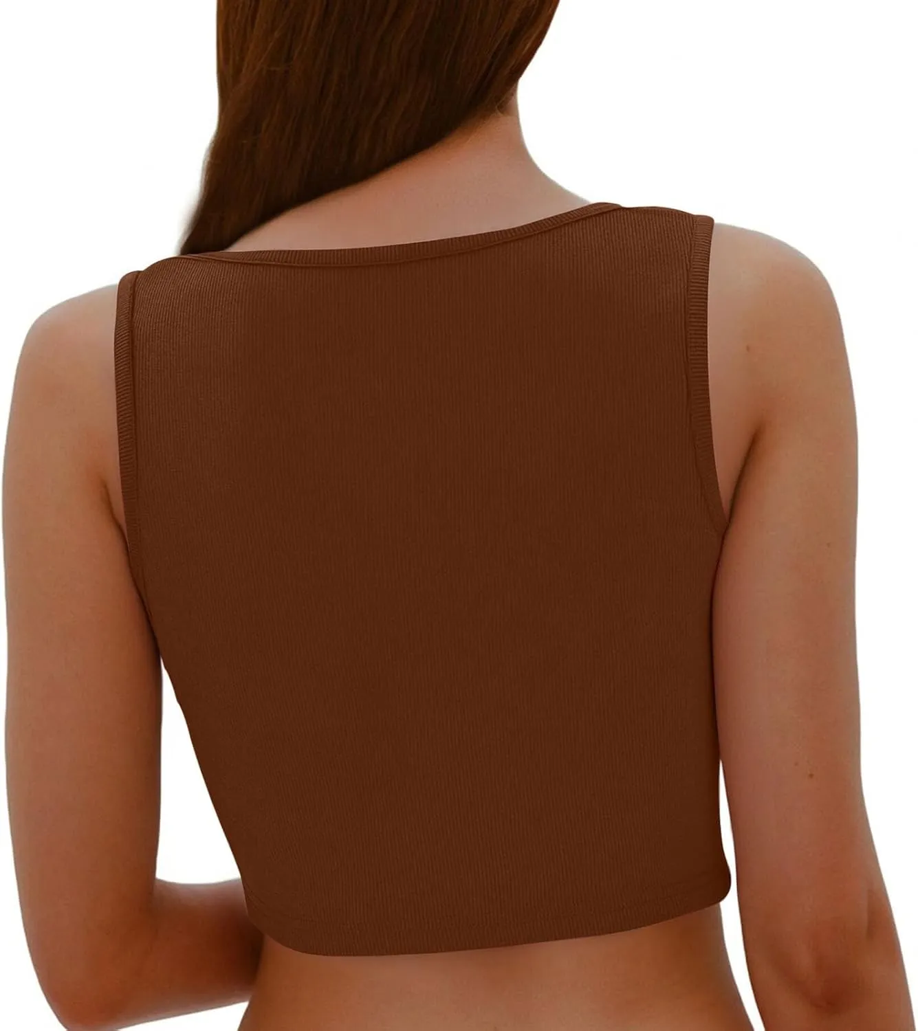 Cute Ribbed Crop Tank Tops Women Sexy V Neck Sleeveless Tee Shirts Summer Casual Slim Fit Yoga Workout Basic Tanks