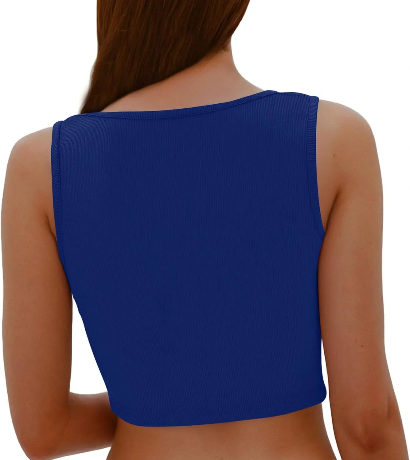 Cute Ribbed Crop Tank Tops Women Sexy V Neck Sleeveless Tee Shirts Summer Casual Slim Fit Yoga Workout Basic Tanks