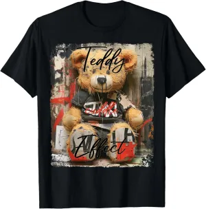 Cute teddy bear graffiti vintage teddy T-Shirt, Small, Black