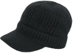 Dahlia Men's Beanie with Visor - Wool, Winter Hat w/Brim, Fleece Lined