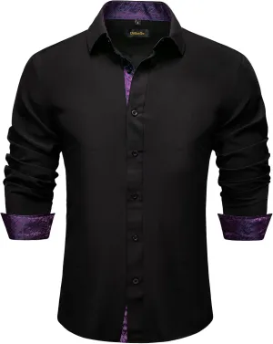 DiBanGu Mens Button Down Shirts,Casual Long Sleeve Dress Shirt Regular Fit Cotton Inner Contrast Shirts for Formal Business