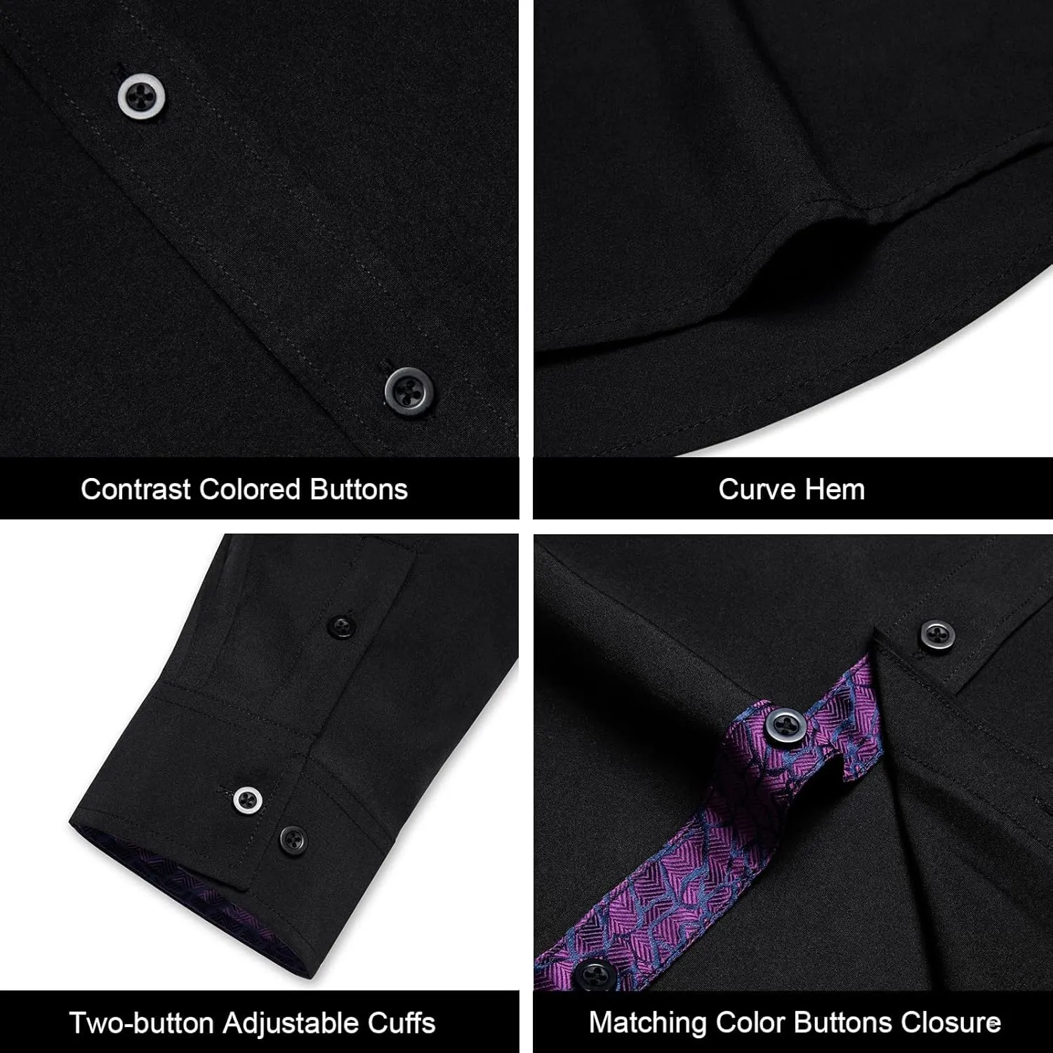 DiBanGu Mens Button Down Shirts,Casual Long Sleeve Dress Shirt Regular Fit Cotton Inner Contrast Shirts for Formal Business