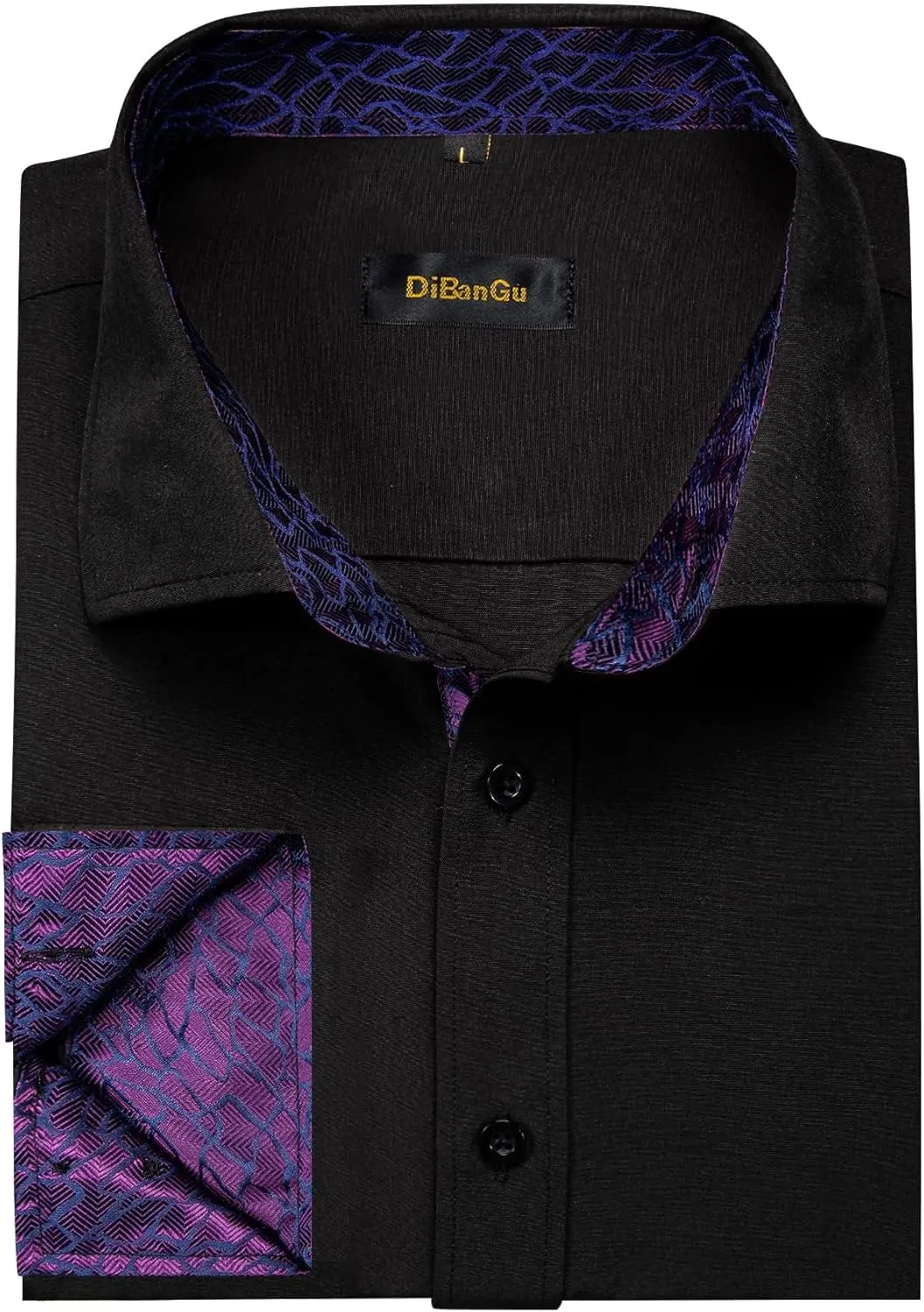 DiBanGu Mens Button Down Shirts,Casual Long Sleeve Dress Shirt Regular Fit Cotton Inner Contrast Shirts for Formal Business