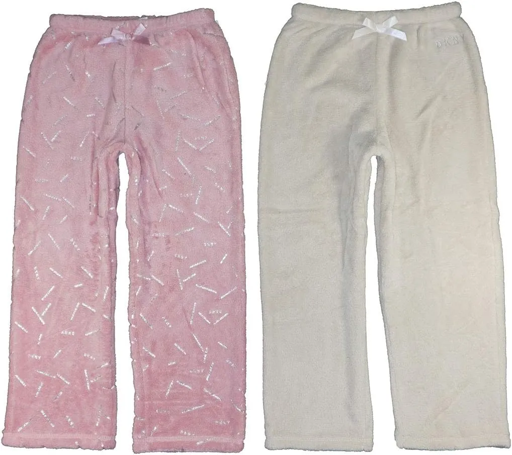 DKNY Little/Big Girls Plush Fleece Pajama Pant (4, Pink/Natural)
