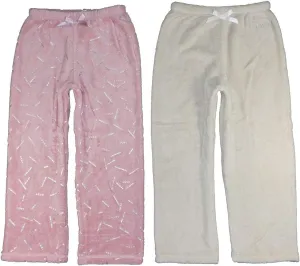 DKNY Little/Big Girls Plush Fleece Pajama Pant (4, Pink/Natural)