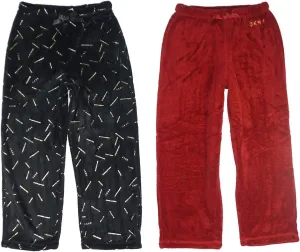 DKNY Little/Big Girls Plush Fleece Pajama Pant (7, Black/Rugby)
