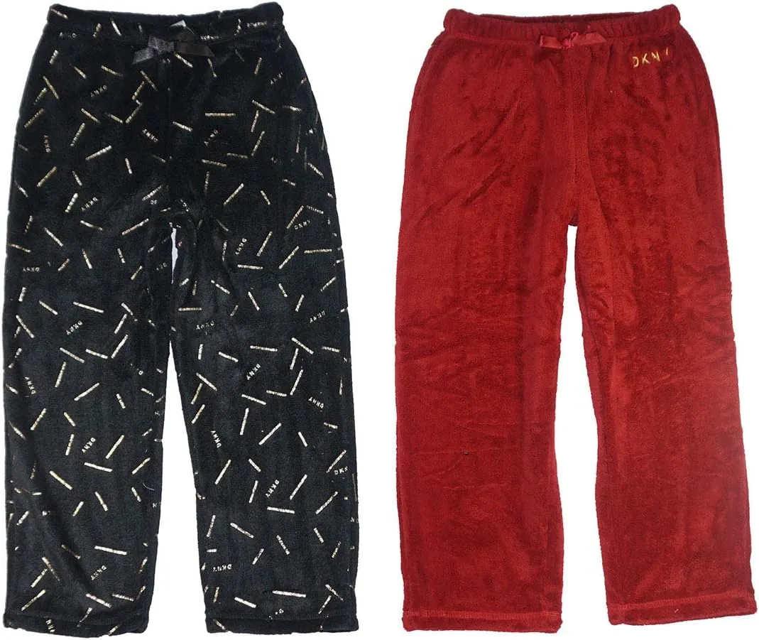 DKNY Little/Big Girls Plush Fleece Pajama Pant (7, Black/Rugby)
