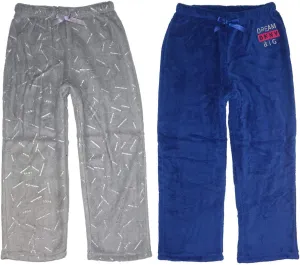 DKNY Little/Big Girls Plush Fleece Pajama Pant (7, Heather Grey/Navy)