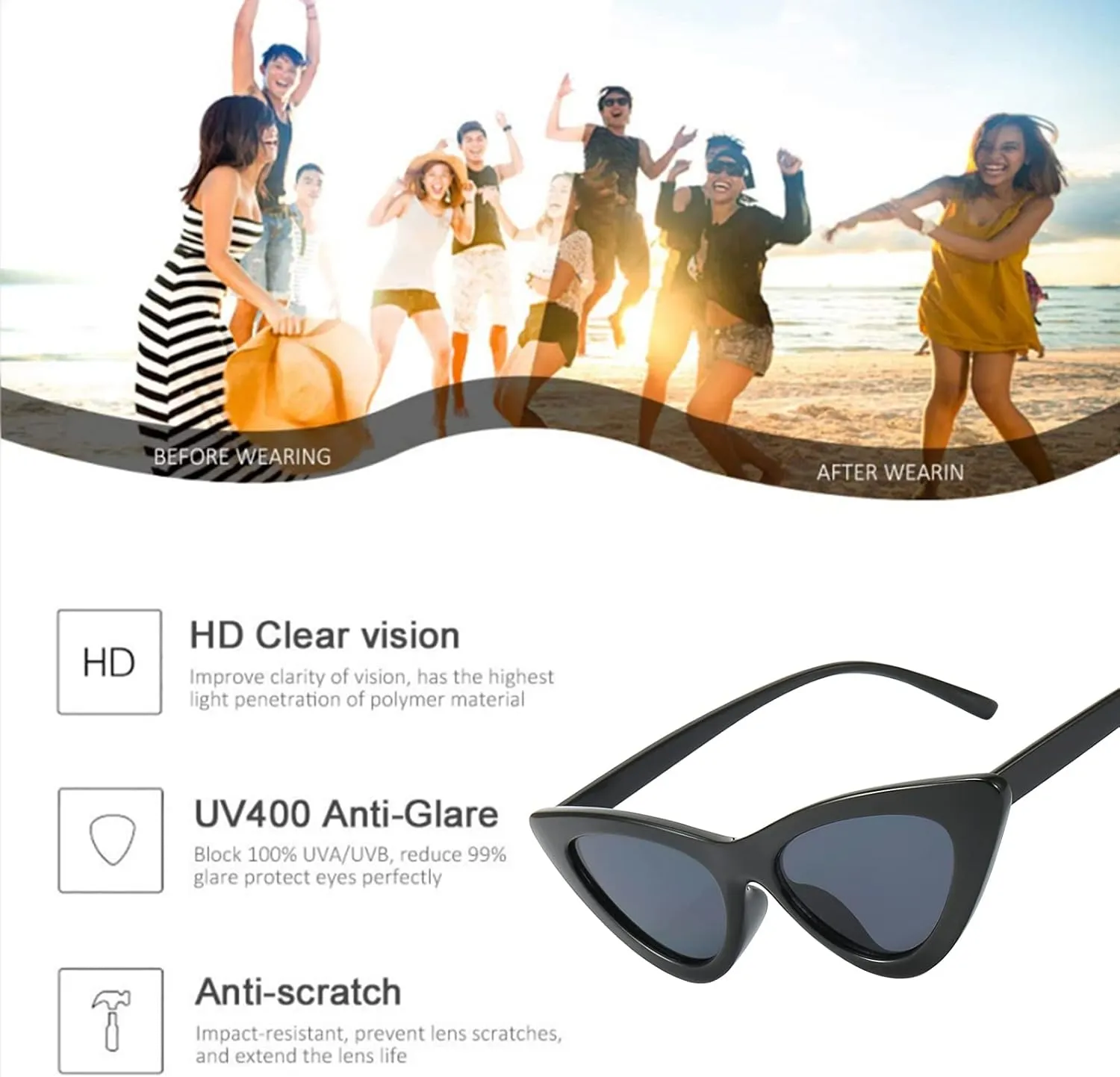 Dollger Cat Eye Sunglasses Vintage Retro Plastic Frame Cateye Sunglasses for Women