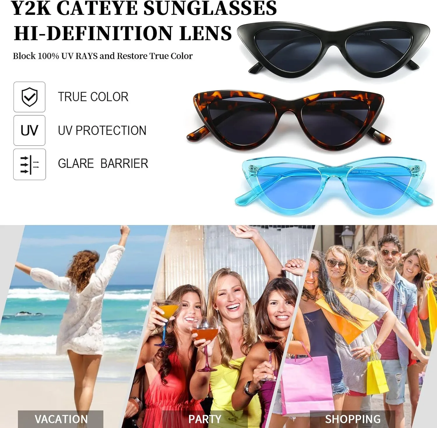 Dollger Cat Eye Sunglasses Vintage Retro Plastic Frame Cateye Sunglasses for Women
