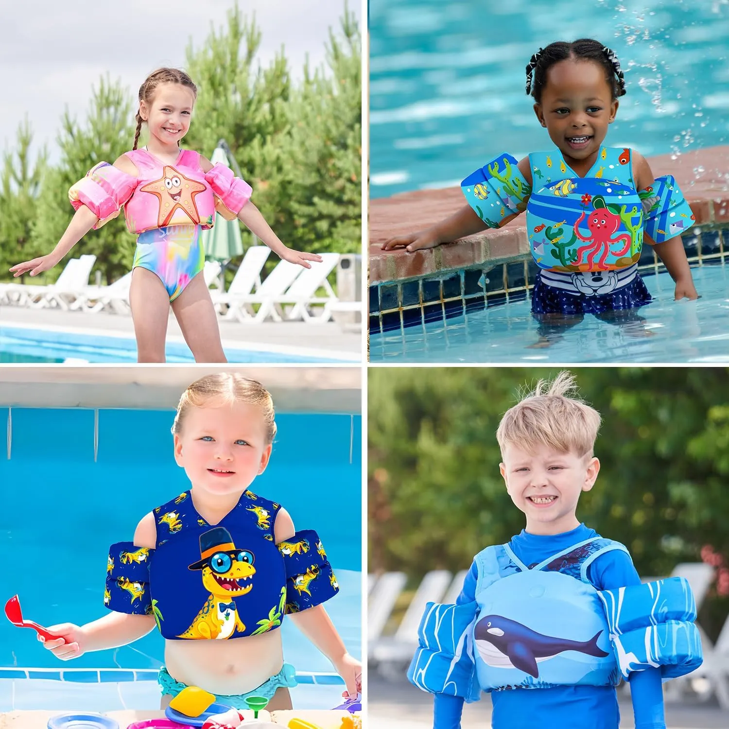 DOOHALO Kids Swim Floats for 28-70 Pounds Kid Arm Shoulder Float Vest Fit for 2-8 Years Older Boys Girls Toddler Baby Children