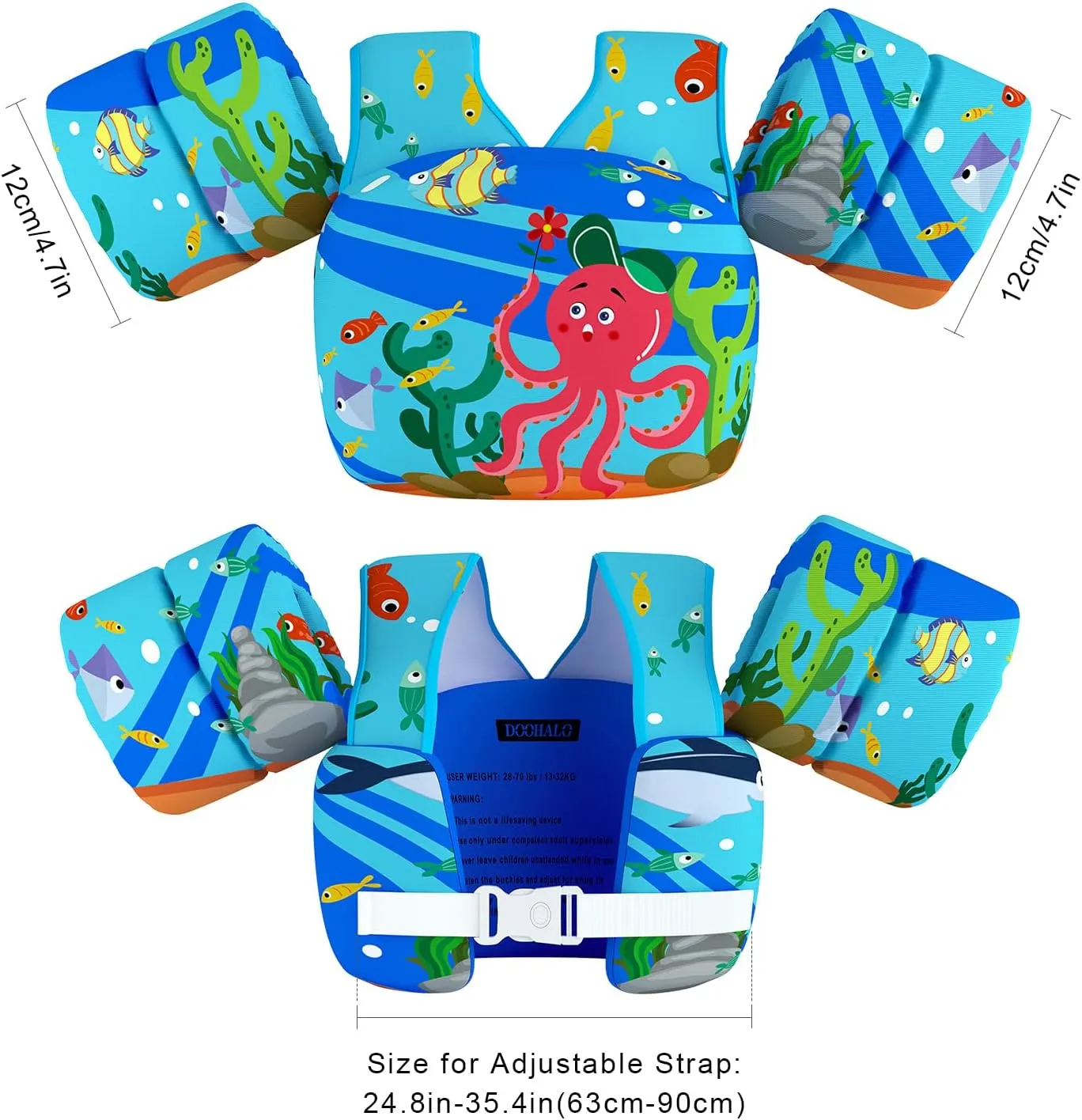 DOOHALO Kids Swim Floats for 28-70 Pounds Kid Arm Shoulder Float Vest Fit for 2-8 Years Older Boys Girls Toddler Baby Children