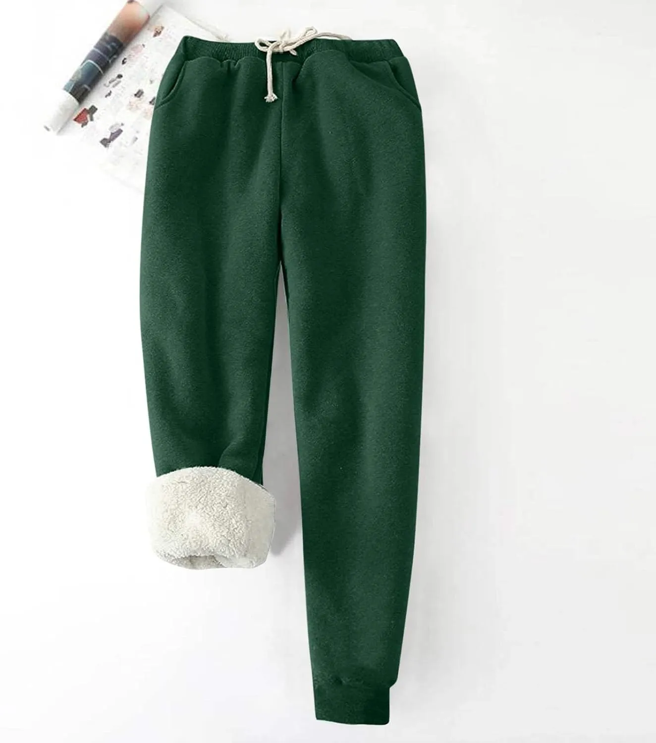 Fleece Lined Pants Women Winter Lightweight Warm Sweatpants with Pockets for Men Women Jogger Sweatpants