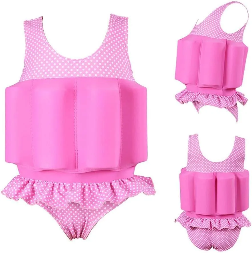 FYMNSI Kids Baby Floatation Swimsuit with Adjustable Buoyancy Float Suit Swim Vest One Piece Floating Swimwear for Boys Girls
