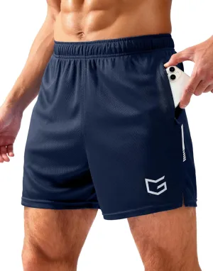 G Gradual Men's Gym Shorts 5"/7"/10" with Zipper Pockets Basketball Athletic Mesh Quick Dry Shorts for Workout Running Tennis