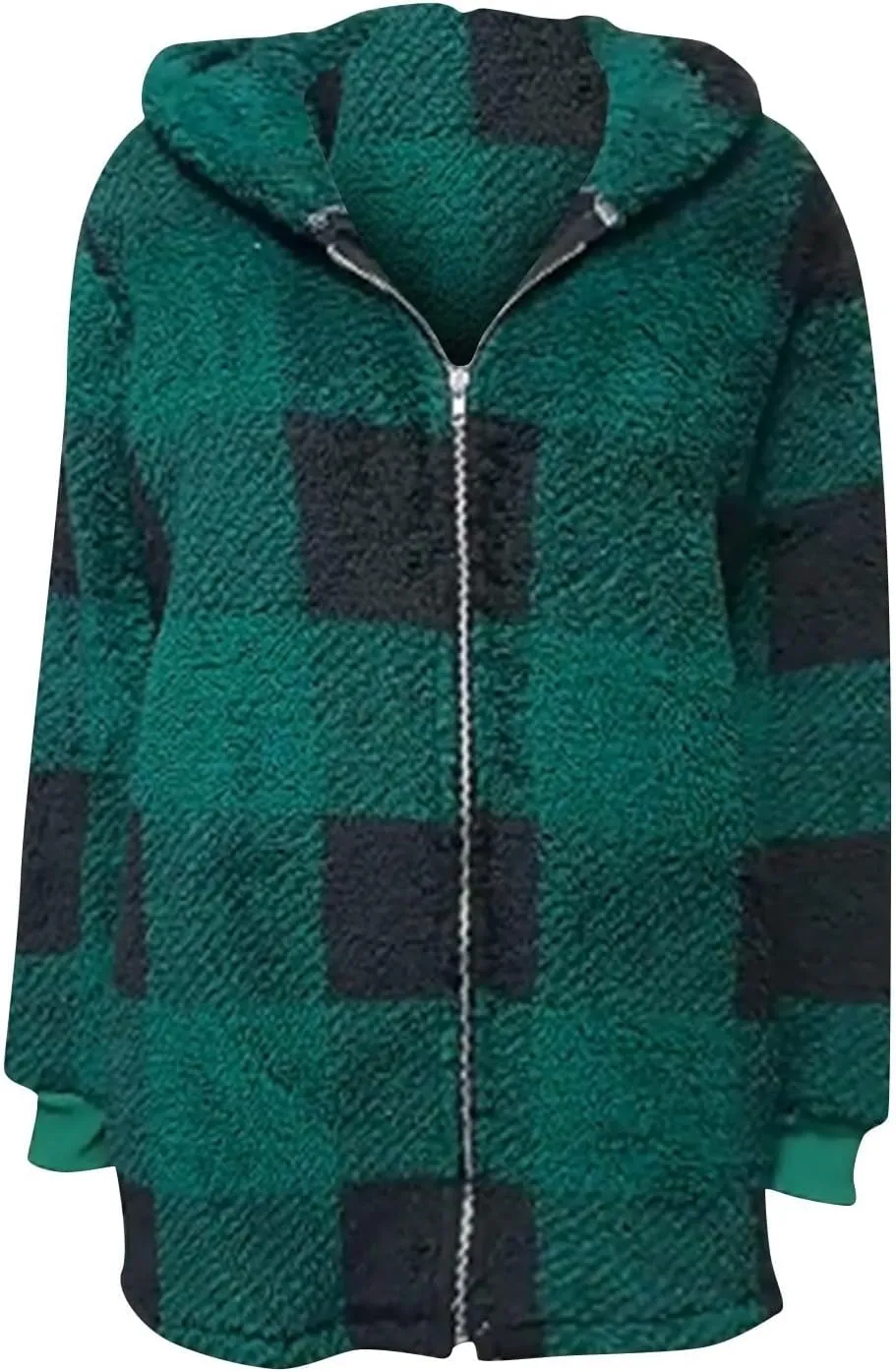 GOFULY Coats For Women Winter Soft Plush Hoodie Full Zip Fall Sherpa Jackets 2024 Plaid Cardigan With Pockets Outfits Trendy