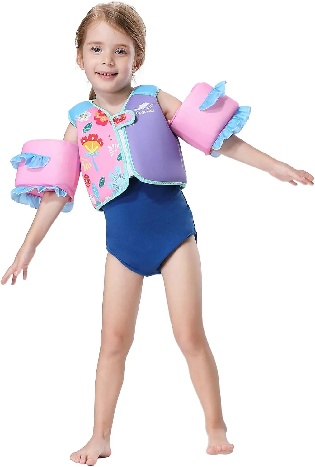 Gogokids Toddler Floaties, Kids Swim Vests for 20-50 lbs Girls and Boys, Pool Float Jackets with Arm Water Wings for 2-6 Year Old Children