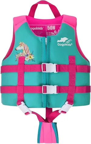 Gogokids Toddler Swim Vest, Kids Float Jacket for 20-30-40-50 lbs Girls and Boys, Float Swimwear with Duel Adjustable Safety Strap, for 2-9 Year Old Children