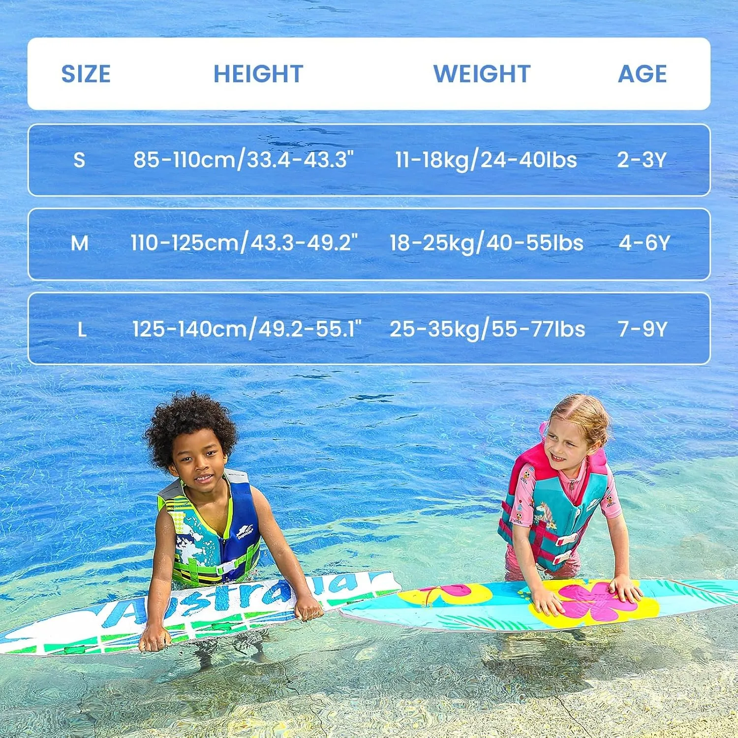Gogokids Toddler Swim Vest, Kids Float Jacket for 20-30-40-50 lbs Girls and Boys, Float Swimwear with Duel Adjustable Safety Strap, for 2-9 Year Old Children