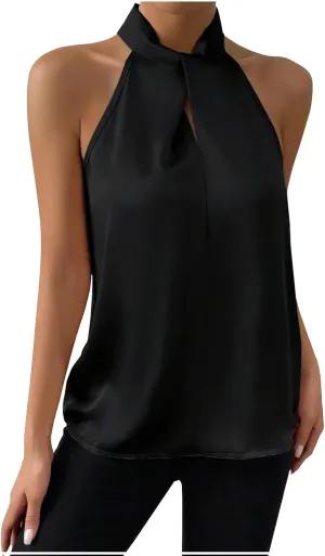 Halter Sleeveless Tops for Women Trendy 2025 Lightweight Blouse Elegant Sleeveless Casual Loose Summer Outings Tanks