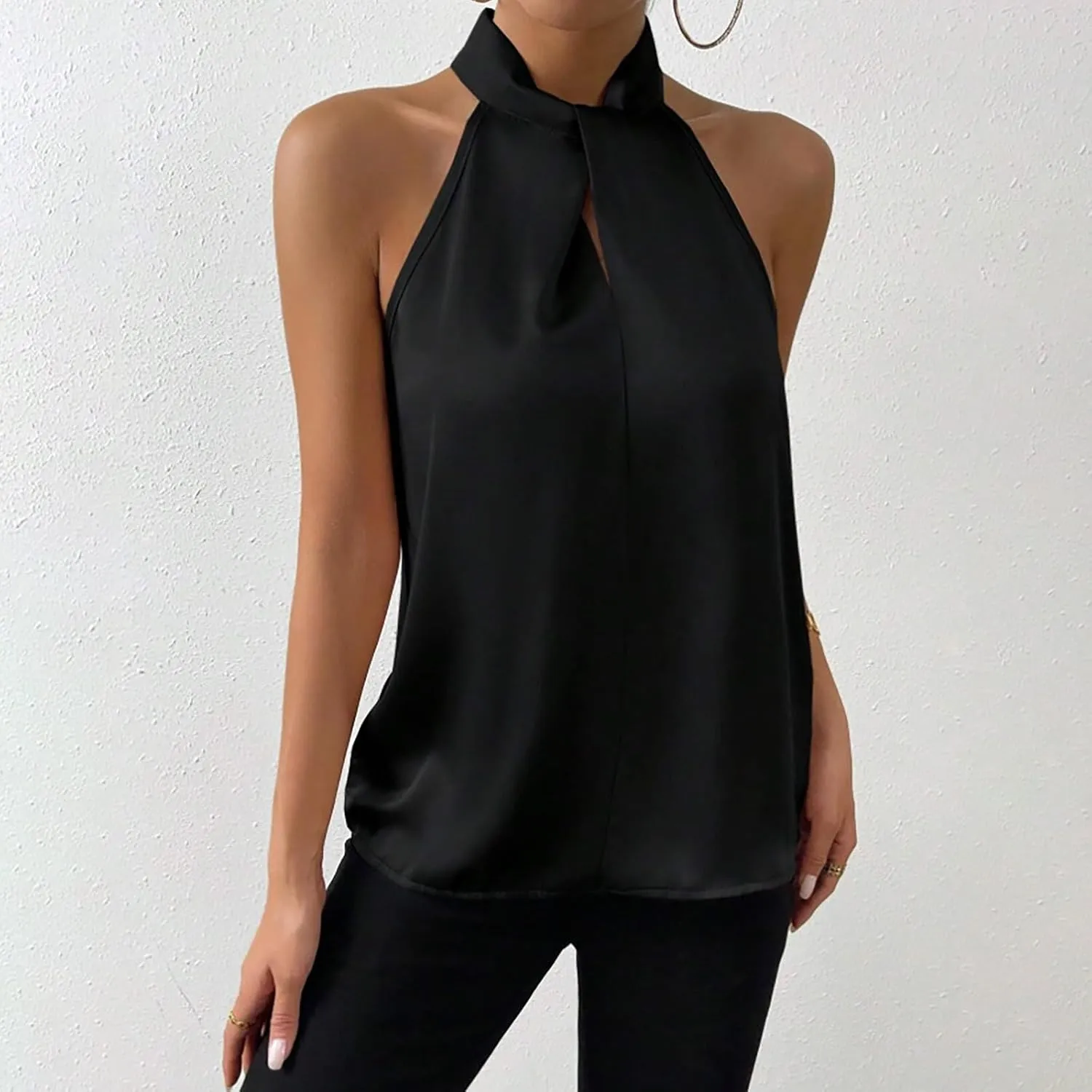 Halter Sleeveless Tops for Women Trendy 2025 Lightweight Blouse Elegant Sleeveless Casual Loose Summer Outings Tanks
