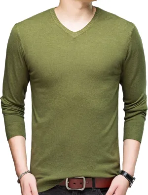HaoMay Men's Slim Fit V Neck Pullovers Cashmere Knitted Sweater Jumper