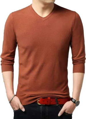 HaoMay Men's Slim Fit V Neck Pullovers Cashmere Knitted Sweater Jumper