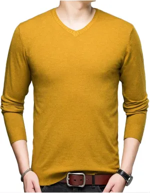 HaoMay Men's Slim Fit V Neck Pullovers Cashmere Knitted Sweater Jumper