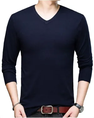 HaoMay Men's Slim Fit V Neck Pullovers Cashmere Knitted Sweater Jumper