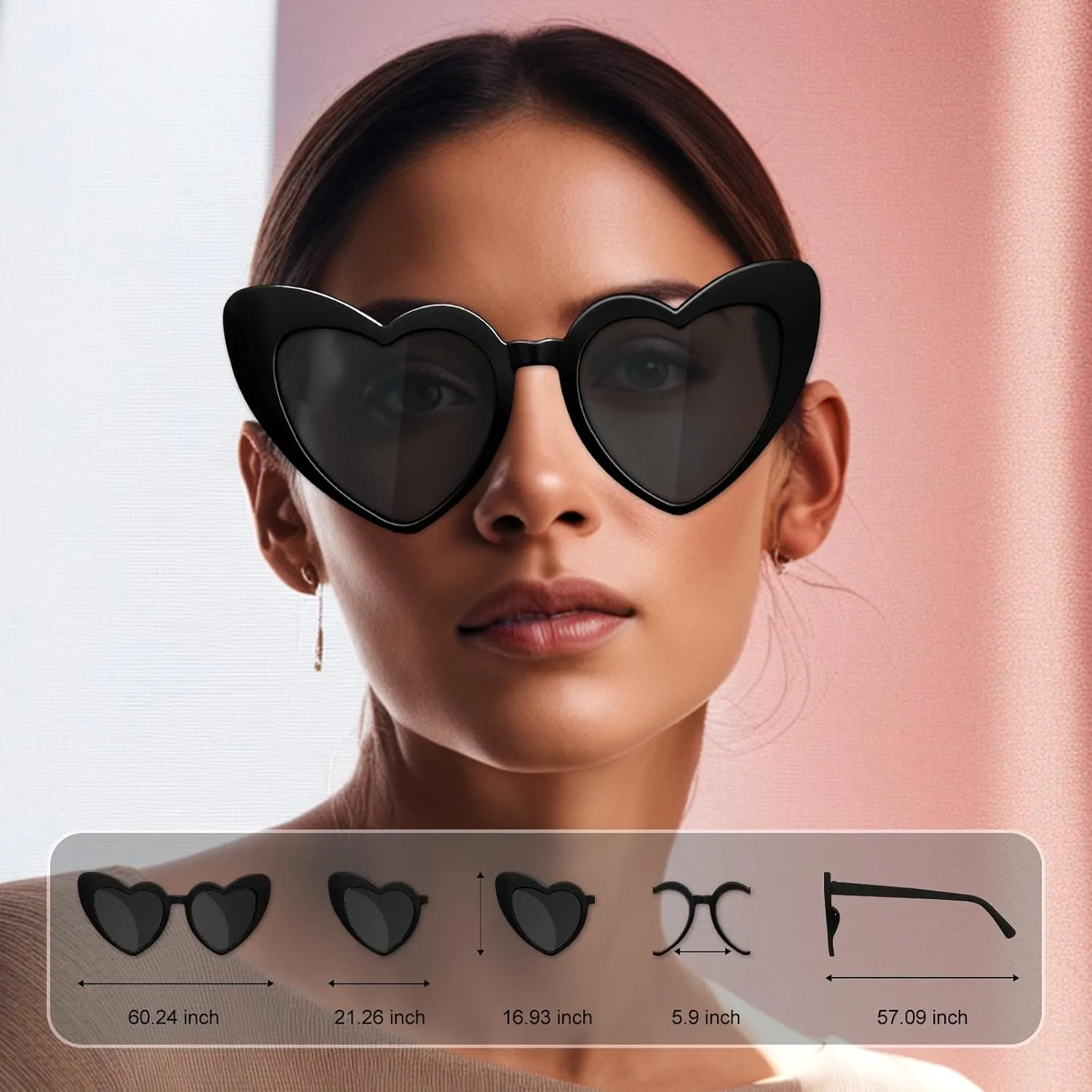 Heart Sunglasses For Women Cute Vintage Love Shaped Sunglass Cat Eye Mod Style Retro Heart ​Shaped Sunglasses Womens Glasses