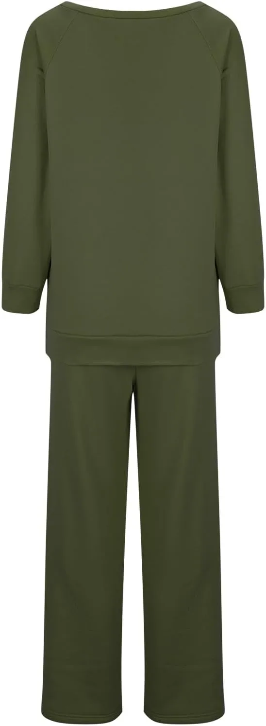 HGps8w Two Piece Outfits for Women Sexy Off Shoulder Sweatsuits Oversized Pullover Sweatshirt and Wide Leg Pants Lounge Sets